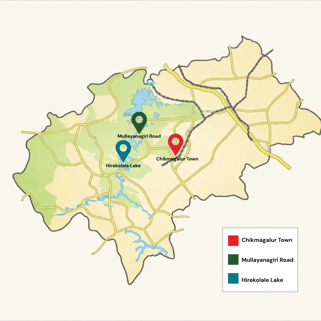 Hirekolale Lake Location in Chikmagalur
