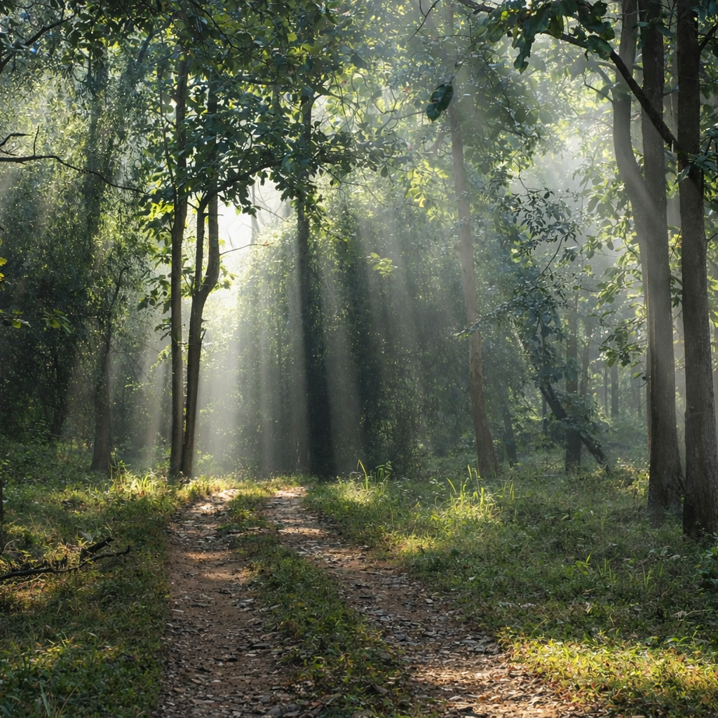 Easy, shaded forest trail for family-friendly nature walks in Chikmagalur