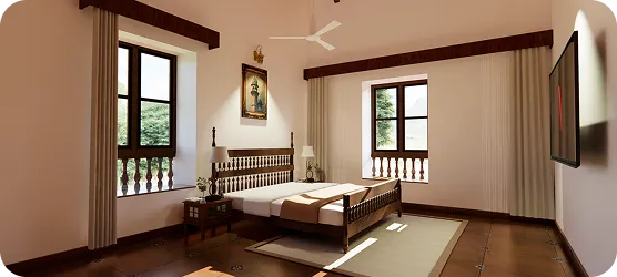 Four-bedroom luxury villa interior at RiverMist Chikmagalur