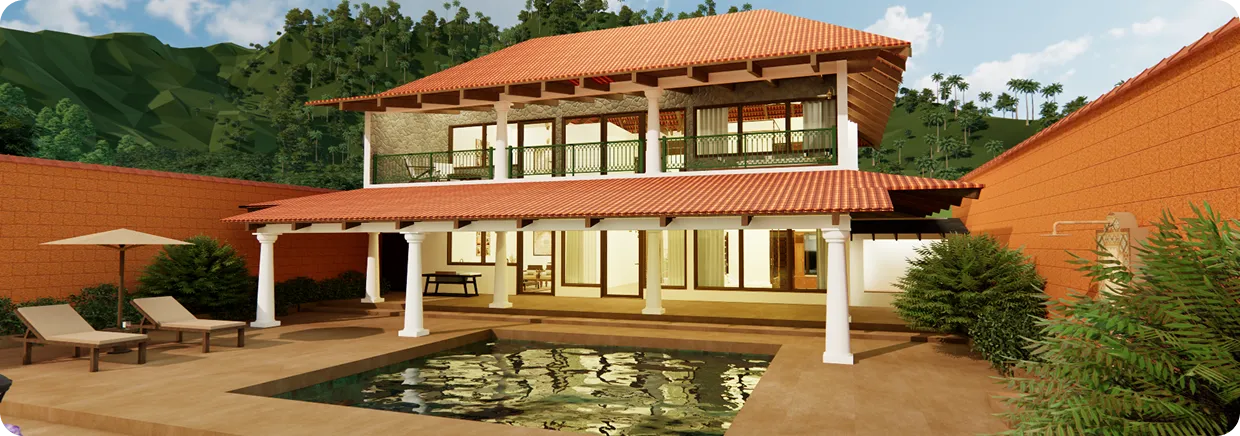 RiverMist Presidential Villa with private pool and courtyard in Chikmagalur