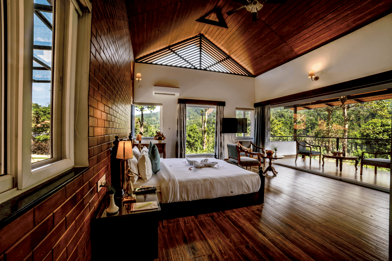 RiverMist Resorts premium room with forest views in Chikmagalur